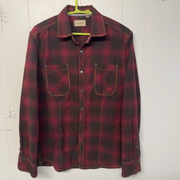 Jeremiah Vintage Workwear Plaid Snap Button Full Sleeves Shirt Red Men M EUC - Picture 1 of 12